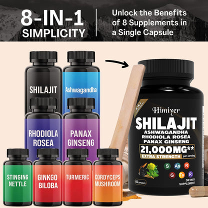 SHILAJIT ASHWAGANDHARHODIOLA ROSEAPANAX GINSENG21,000MG