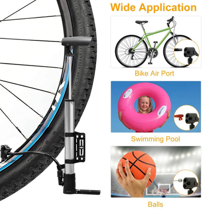 Mini Bike Portable Bicycle Tire Inflator Ball Air W Mount Frame For Mountain Road Bike Vital