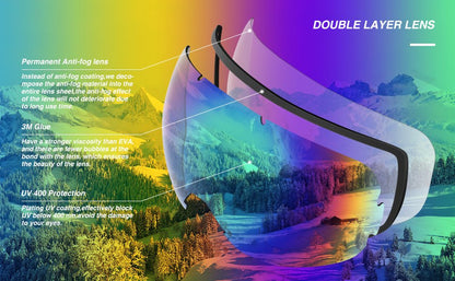 Double - layer anti - fog ski goggles, - Vital