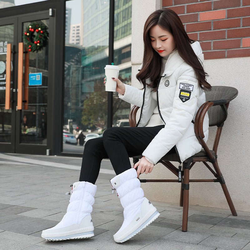 Winter New Plus Velvet Thick Cotton Shoes Thermal Middle Tube Waterproof Non - slip Boots - Vital